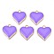 Alloy Enamel Pendants, Cadmium Free & Nickel Free & Lead Free, Light Gold, Heart, Medium Purple, 17x16x3mm, Hole: 1.6mm