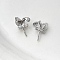 Brass Micro Pave Clear Cubic Zirconia Head Pins, Rabbit Ear, for Baroque Pearl Making, Platinum, 9x6mm