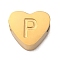 Ion Plating(IP) Tarnish Resistant 304 Stainless Steel Beads, Heart with Letter, Golden, Letter P, 7x8x3mm, Hole: 2mm