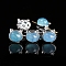 Natural Blue Aquamarine Beads, Cat Shape, 12x11x9mm