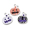 Halloween Theme Rack Plating Alloy Enamel Pendants, Lead Free & Cadmium Free & Nickel Free, Pumpkin Charm, Platinum, 23x19.5x1.5mm, Hole: 1.8mm