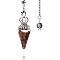 Natural Tiger Eye Chip & Resin Dowsing Pendulum Big Pendants, with Platinum Plated Metal Crown, Cone Charm, 300mm