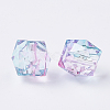 Two Tone Transparent Spray Painted Acrylic Bead X-ACRP-T005-26-2
