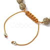 Round Natural Rudraksha and Synthetic Dyed Turquoise Braided Bead Bracelets BJEW-JB10550-4