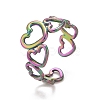 Rainbow Color Ion Plating(IP) 304 Stainless Steel Heart Wrap Open Cuff Ring for Women RJEW-A005-31MC-2