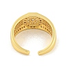 Rack Plating Octagon Brass Micro Pave Cubic Zirconia Cuff Finger Rings for Women RJEW-C103-06G-3