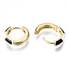 Brass Enamel Huggie Hoop Earrings X-EJEW-T014-10G-01-NF-3