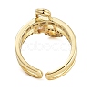 Rack Plating Brass Micro Pave Cubic Zirconia Paper Clip Open Cuff Rings for Women RJEW-C080-02G-3