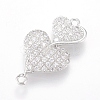 Brass Micro Pave Cubic Zirconia Heart To Heart Links ZIRC-L068-20-2