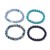 4Pcs Constellation 8mm Round Natural Lapis Lazuli & Dyed White Jade BJEW-JB10641-4