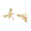 Rack Plating Brass Micro Pave Clear Cubic Zirconia Stud Earrings for Women EJEW-G311-05G-2