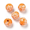 Printed Wood European Beads WOOD-G022-09F-1