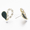 Heart Alloy Enamel Stud Earrings EJEW-N009-10B-2