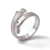 Non-Tarnish 304 Stainless Steel Ring Arowana Fish Wrap Open Cuff Ring for Women RJEW-C045-21P-1