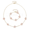 Plum Blossom Glass Links Necklace and Bracelet Sets SJEW-JS01293-01-1