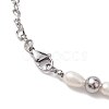 Natural Pearl with Cross Alloy Pendant Necklaces NJEW-JN04813-5