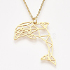 201 Stainless Steel Dolphin Pendant Necklaces NJEW-T009-JN073-2-45-1