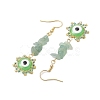 Evil Eye Natural Green Aventurine Chip & Seed Beads Dangle Earrings EJEW-MZ00166-04-4