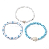 3Pcs Summer Beach Polymer Clay & Glass & Synthetic Turquoise Beaded Stretch Bracelets Kit BJEW-JB10675-01-4