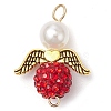 3Pcs 3 Colors Acrylic Pearl & Polymer Clay Rhinestone Angel Connector Charms PALLOY-JF02903-3