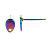 Rainbow Color 304 Stainless Steel Stud Earring Findings STAS-N098-022-4