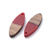 6 Colors Resin & Walnut Wood Pendants RESI-X0001-32-2