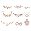 Sparkeads 18Pcs 9 Style Brass Micro Pave Clear Cubic Zirconia Links Connectors KK-SK0001-01-8