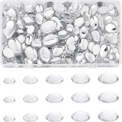 Nbeads 5 Sizes Transparent Acrylic Cabochons TACR-NB0001-24-1