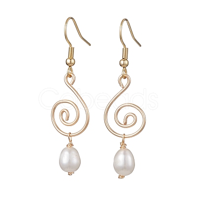 Left and Right Natural Pearl Dangle Earrings EJEW-JE05678-1