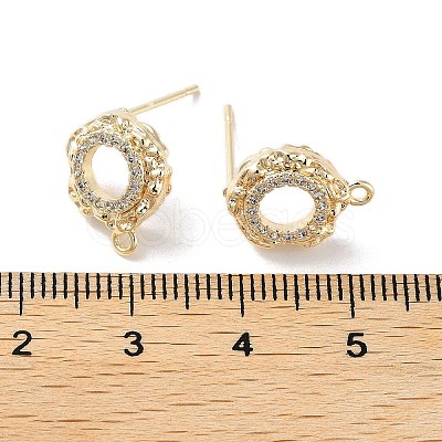 Brass Micro Pave Cubic Zirconia Stud Earring Findings KK-E107-18G-1