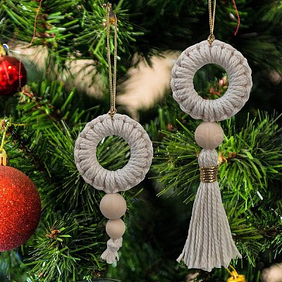 Handmade Cotton Woven Christmas Wreath Macrame Pendant Decorations PW-WGD54F2-01-1