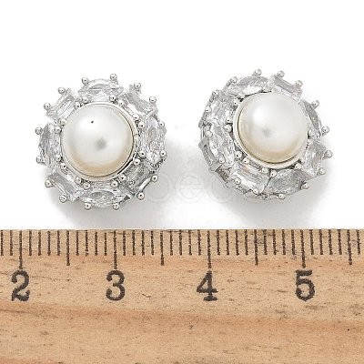 Rack Plating Brass Micro Pave Clear Cubic Zirconia Buttons KK-K293-03P-1