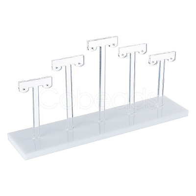 5 T-Bar Transparent Acrylic Earring Display Stand EDIS-WH0016-023-1