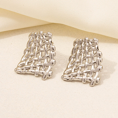 Non-Tarnish Stylish Irregular Stainless Steel Web Stud Earrings for Women CF3363-7-1