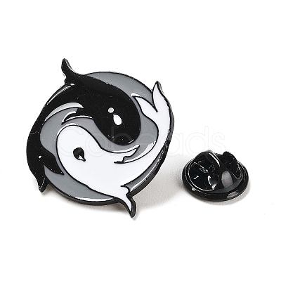 Black White Gray Yin-Yang Eight Trigrams Enamel Pins JEWB-Z014-01A-EB-1