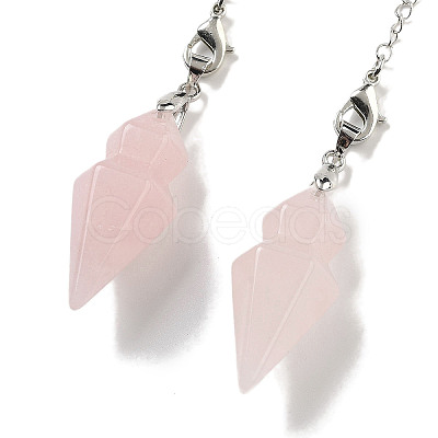 Natural Rose Quartz Pointed Dowsing Pendulums G-K338-12P-02-1