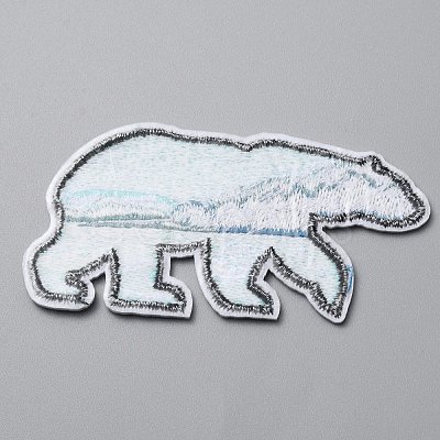 Polar Bear with Scenery Computerized Embroidery Cloth Iron on/Sew on Patches DIY-WH0409-14-1