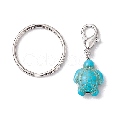 Turtle Dyed Synthetic Turquoise Keychain KEYC-JKC00962-01-1