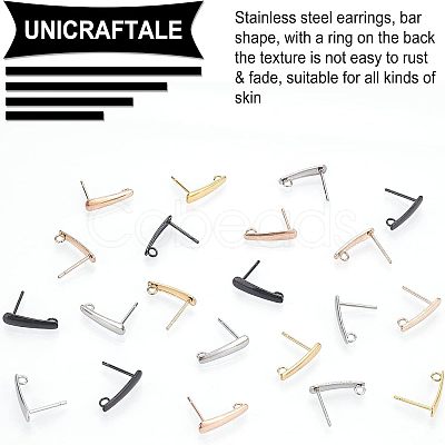 Unicraftale 40Pcs 4 Color PVD Vacuum Plating 304 Stainless Steel Stud Earring Findings STAS-UN0023-91-1