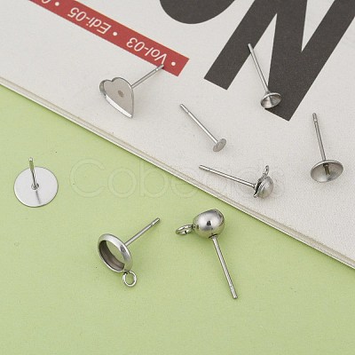 304 Stainless Steel Stud Earring Settings & Findings STAS-MSMC002-05P-1