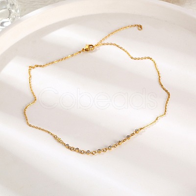 Cubic Zirconia Column Pendant Necklace with Brass Cable Chains UU3534-1-1