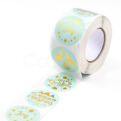 Christmas Themed Flat Round Roll Stickers DIY-B045-17A-1