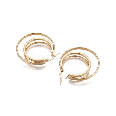 304 Stainless Steel Triple Hoop Earrings X-STAS-D171-30G-1