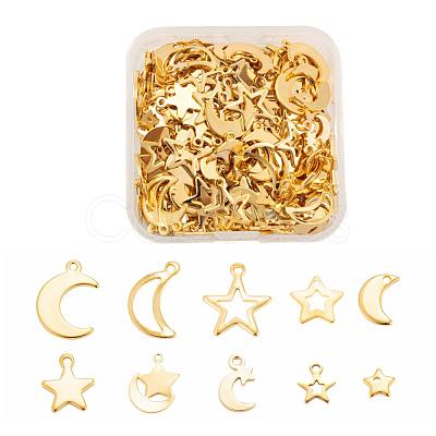 200Pcs 10 Style 304 Stainless Steel Charms STAS-LS0001-40-1