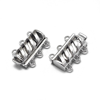 Anti-Tarnish Rhodium Plated 925 Sterling Silver Box Clasps STER-L057-017P-1