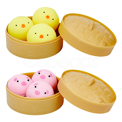 DELORIGIN 2 Sets 2 Colors TPR Imitation Steamed Stuffed Bun Stress Toy AJEW-DR0001-38-1