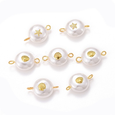 Eco-Friendly Plastic Imitation Pearl Beads Link Connectors PALLOY-JF00654-1