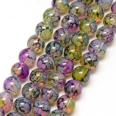 Baking Painted Glass Beads Strands X-DGLA-Q023-6mm-DB59-1