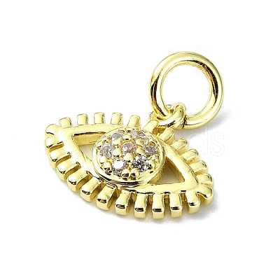 Eye Theme Brass Micro Pave Cubic Zirconia Charms KK-H475-58G-07-1