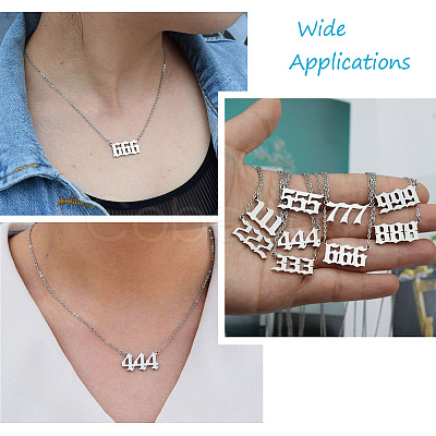 Kissitty 9Pcs 9 Style Angel Number Necklace NJEW-KS0001-04-1